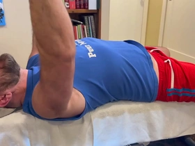 Working out with hairy friend until he puts his dick in my face