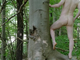 Nude forest masturbation by road