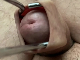 Stretching the foreskin, massaging and squeezing the glands. 1