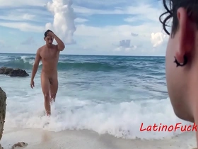 Dreamy latino influencer beach fuck