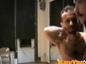 Vintage policeman catches group of guys orgy banging