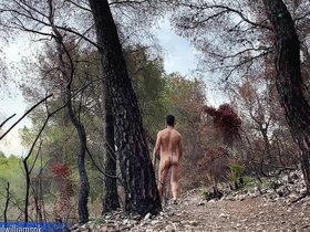 Risky naked hiking on the sunset! almost get caught! perfect ass hot man