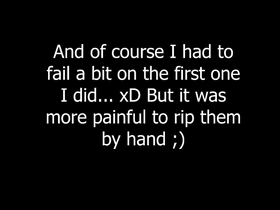 Teenager in a forest gets clamp/clothespins zipper torn of chest by a tree