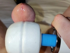 050 02 close up with hitachi wand vibrating cum out of my dick part 2