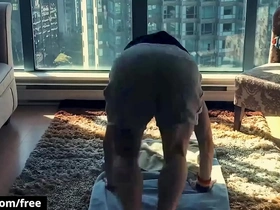 Horny gay coubles (jacob jones, isaac, jake, joshua storm) keep up their sex workout routine at home - bromo