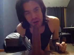 Teen sucks big black cock