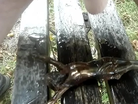 Outdoor pissing on jesus fucking christ