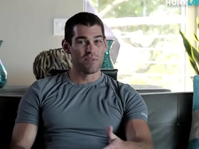 Showering sturdy amateur jerks off his long spear for jizz