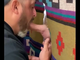 Cable tech in town doing a service, so i service him at my gloryhole.