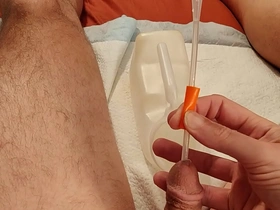 Self catheter solo pissing slow bladder emptying