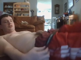 White shirtless boy with red adidas pant & red boxer short naked