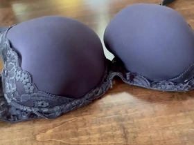 Cum on her padded bra