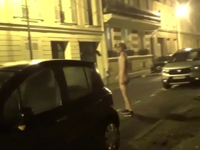Exhib whore #2 naked in the street