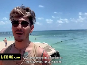 Amateurs latinos rob silva & ken almost got caught fertilizing their asses on the beach