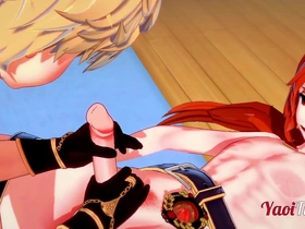 Genshin impact yaoi hentai - aether and diluc having sex - twink anime characters part 1/2