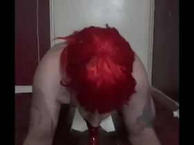 Bisexual sissy with make up on takes ass to mouth