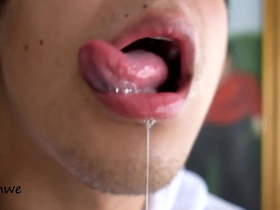 Delicious tongue with pleasure of sucking cock