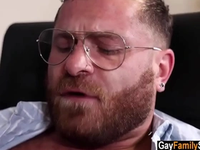 Inexperienced boy's first time gay sex with stepdad