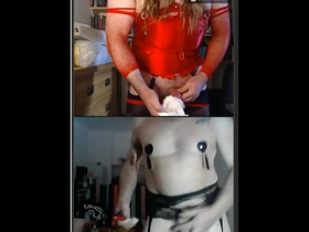 Shameless sissy coca dildos ass while stangers wank and watch