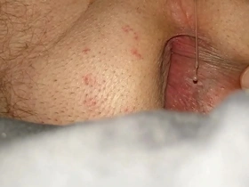 Anal contractions as i cum on my ass up close.