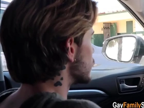 Stepson finds out stepdad visits glory hole