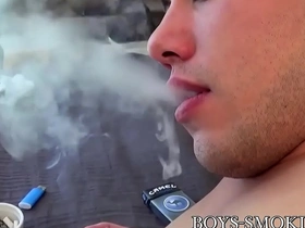 Tattooed amateur smoker blake stone cums while masturbating solo