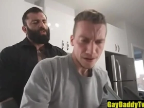 Markus bareback his boy in the kitchen- gaydaddytwink.com