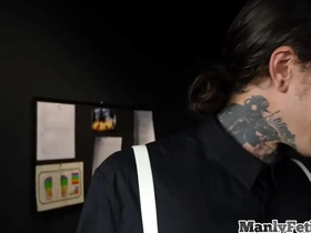 Inked sissy stud barebacking in couple during erotic session