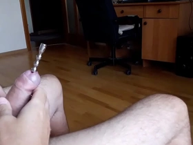 Cock sounding accidental cumshot