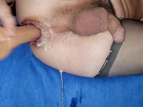 Thrusting dildo deep gets my prostate to explode