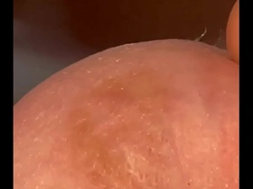 Leaking pre cum close up