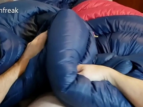 Long version 28min. humping my favourite down sleeingbag. down jacket fetish