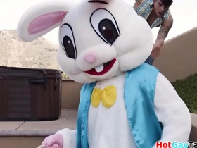 Tattooed stud barebacks costumed bottom until spraying jizz