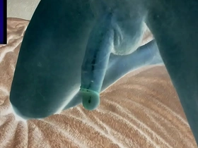 Alien fantasy playing with my big blue cock and orgasm - part 4