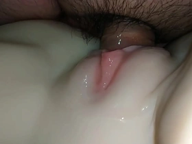 Close-ups, gentle treatment of wet and pink vagina