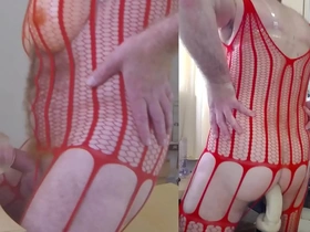 2-sides fuck in red fishnet - kong to asshole & dick to ice lady - part1