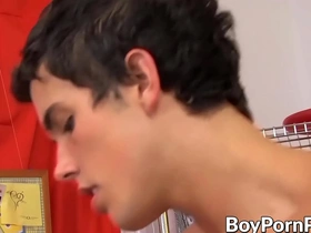 Hung young man gets juicy blowjob and fucks hot petite twink