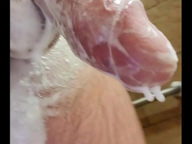 Soapy chubby in the shower