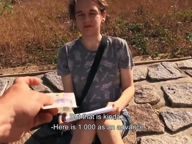 Twink albert paints a guy's portrait shows him his massive cock for cash under a bridge - bigstr