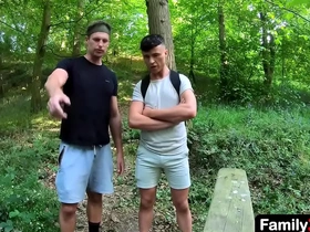 Boy and his stepuncle decide to save some water and get wash together