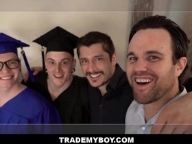Two twink stepson's swap orgy with stepdad's on graduation night - harvey sid, rocky vallarta, marco bianchi