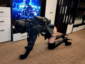 Russian teen boy in the image of a fetish doll