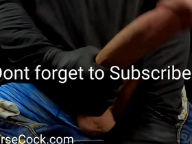 Gay male stripper strokes big white cock for cumshot pov