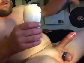 Jacking it with pocket pussy