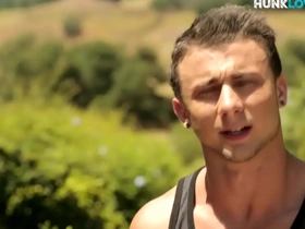 Shaved hunk teases his butt and masturbates in solo action