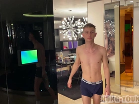 Spunky student sandwich party by hung bb boys