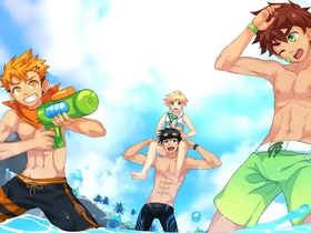 Twinks flirting and fighting on the beach - camp buddy - yoichi route - part 10