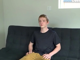 Auditioning ginger jerking off until cumshot