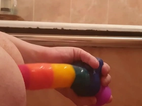 Sasha earth fucks her ass with a sex toy at home on the bed