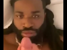 Black guy facialized by big white cock
